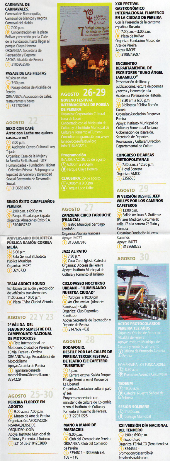 programacion fiestas pereira 2015
